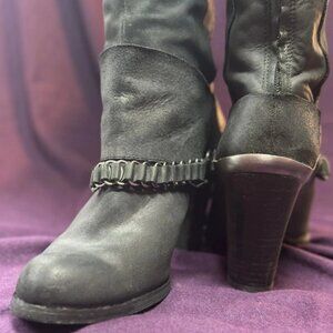 Miss Sixty Vintage Melody Thigh OTK Black Leather Fetish Rock Goth Boots 9 40